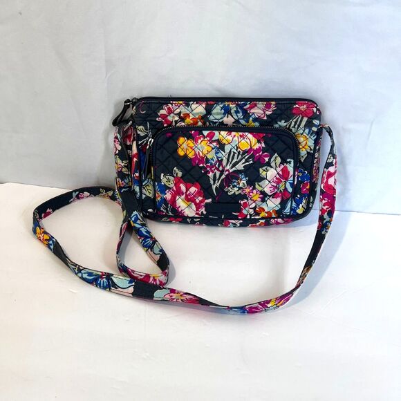 Vera Bradley Little Hipster Crossbody Bag 'Pretty Posies' Quilted Boho Compact - Picture 11 of 11